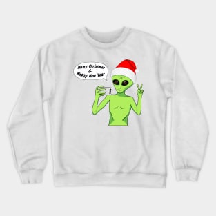 Alien in a Santa hat Crewneck Sweatshirt